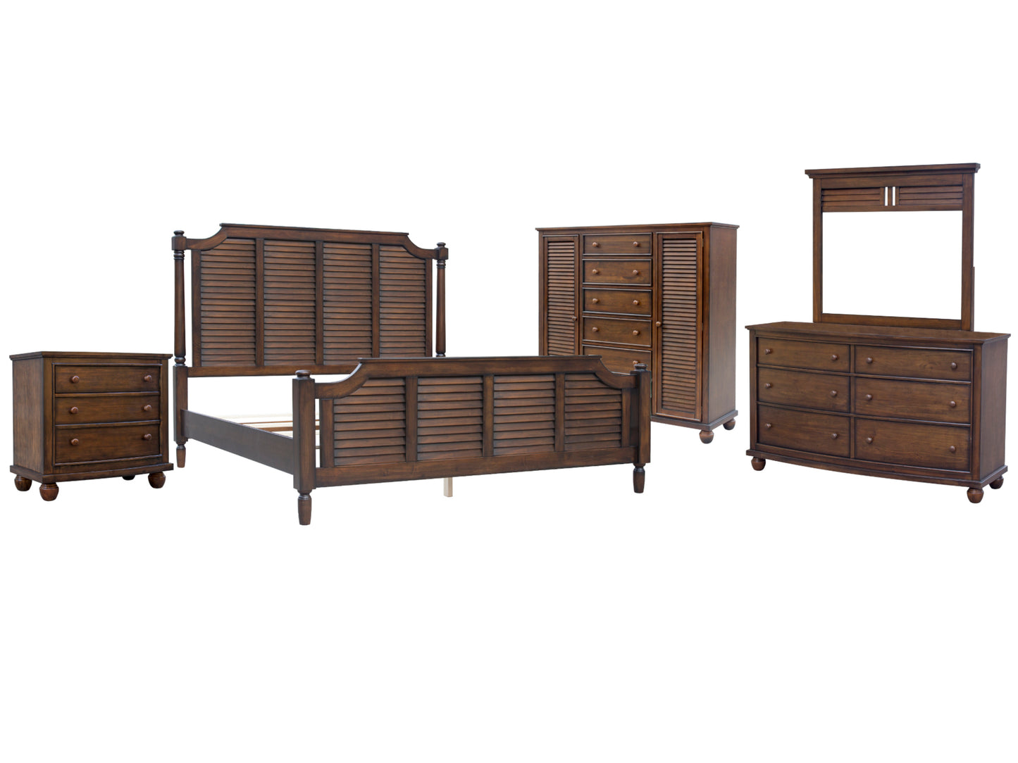 Sunset Trading Bahama Shutter Wood 5 Piece Queen Bedroom Set