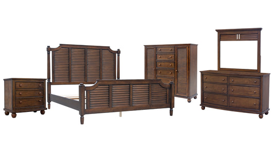 Sunset Trading Bahama Shutter Wood 5 Piece King Bedroom Set