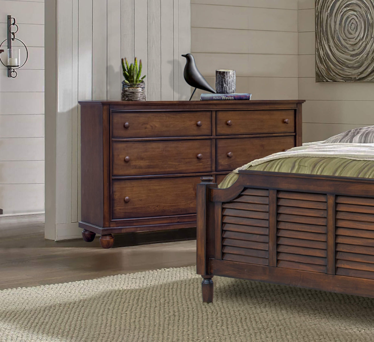 Sunset Trading Bahama Shutter Wood 6 Drawer Double Dresser