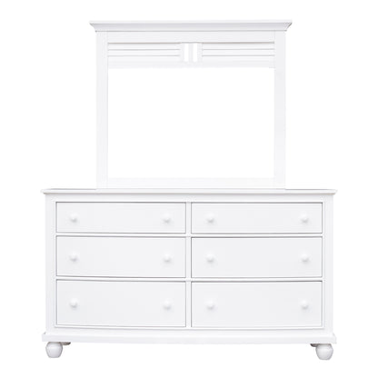 Sunset Trading White Shutter Wood 6 Drawer Double Dresser with Mirror