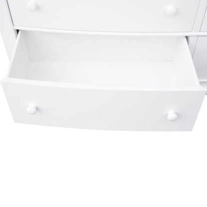 Sunset Trading White Shutter Wood 6 Drawer Double Dresser with Mirror