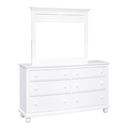 Sunset Trading White Shutter Wood 6 Drawer Double Dresser with Mirror