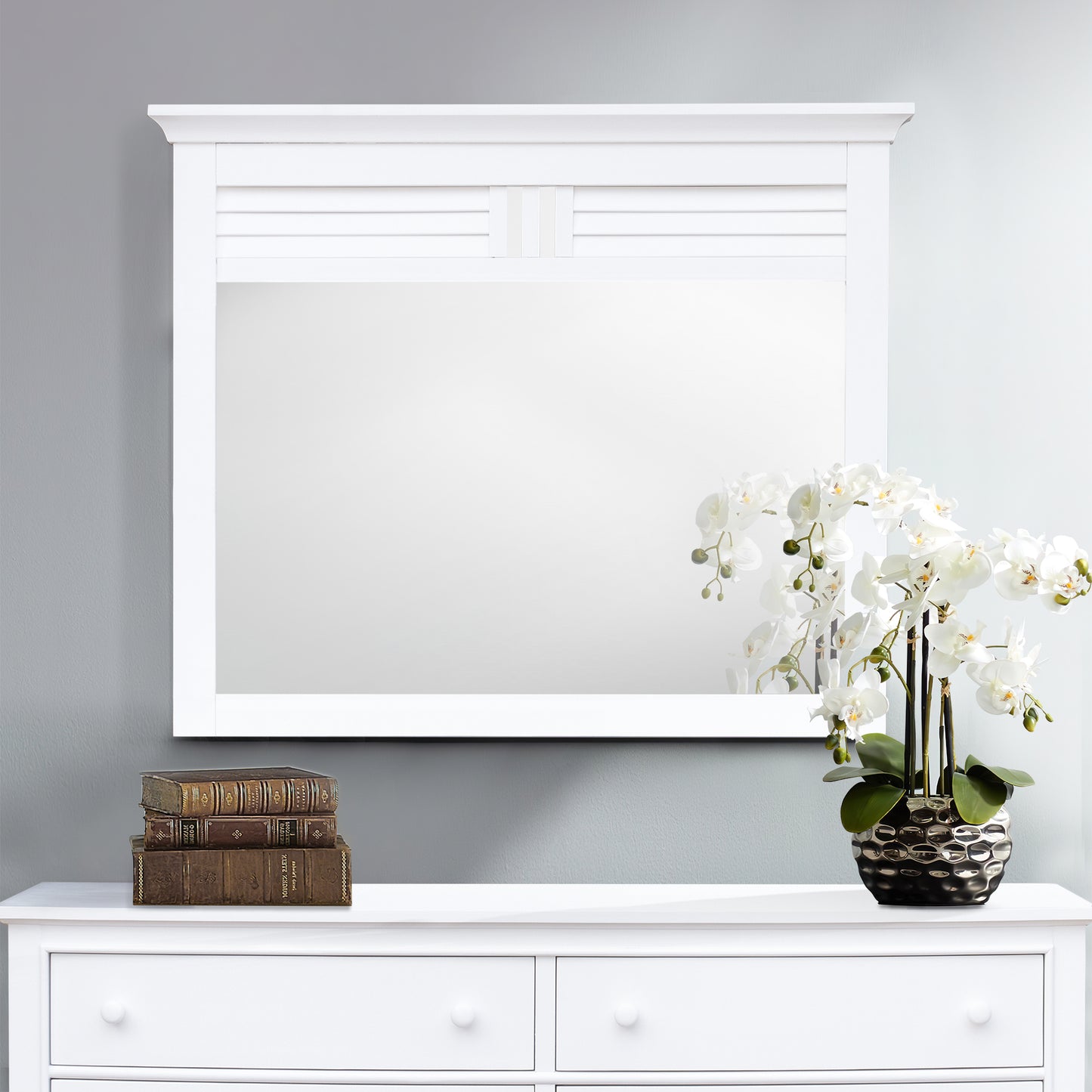 Sunset Trading White Shutter Wood Mirror