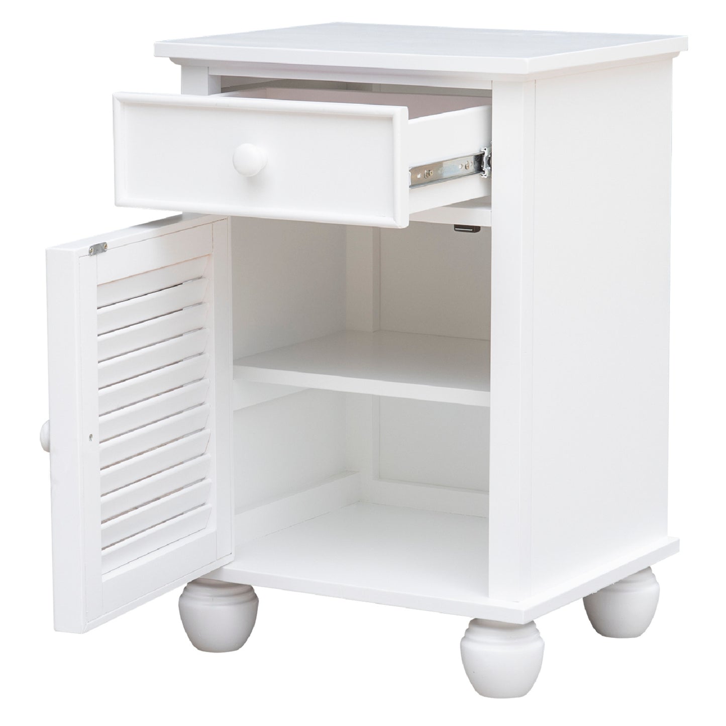 Sunset Trading White Shutter Wood Nightstand