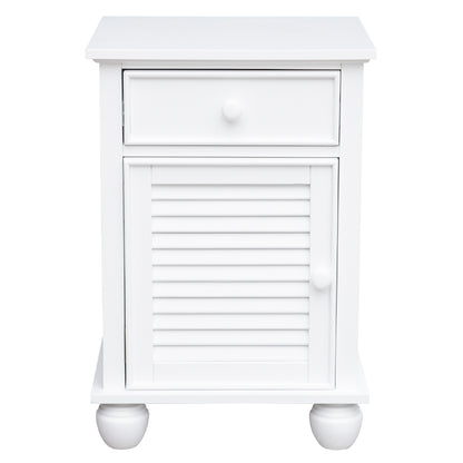 Sunset Trading White Shutter Wood Nightstand