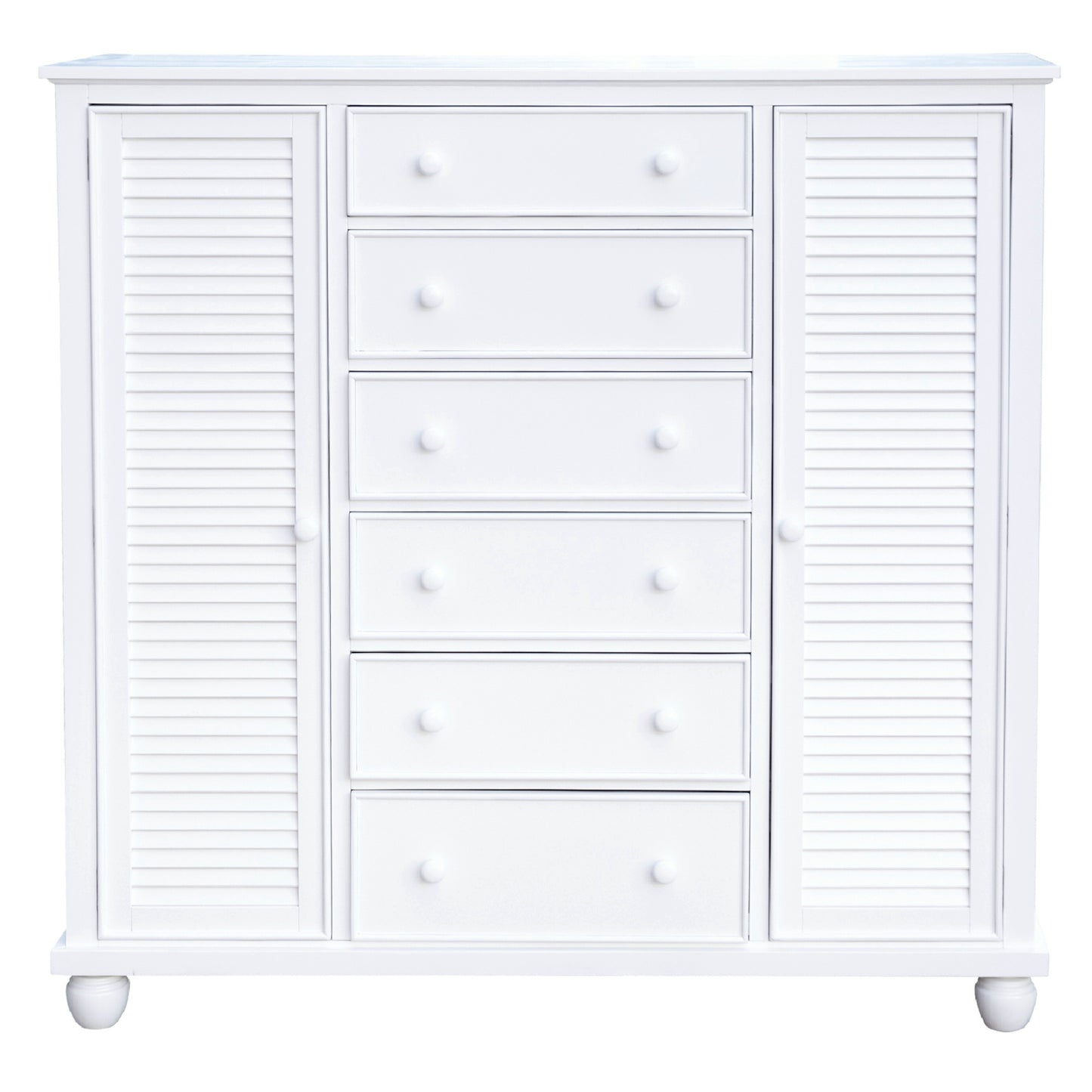 Sunset Trading White Shutter Wood Armoire with Shelves and Cabinets