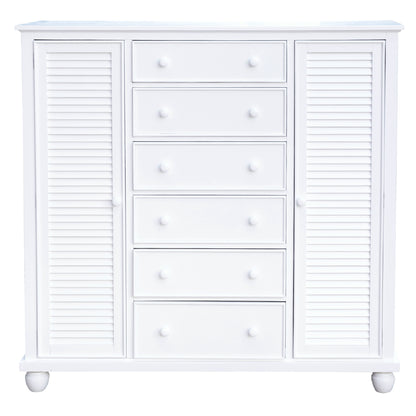 Sunset Trading White Shutter Wood Armoire with Shelves and Cabinets