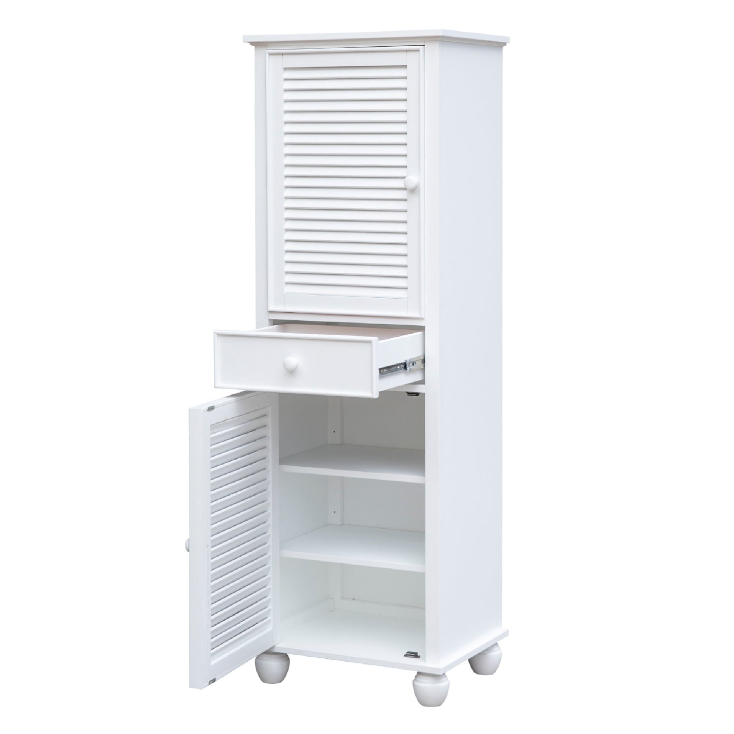 Sunset Trading White Shutter Wood Tall Cabinet