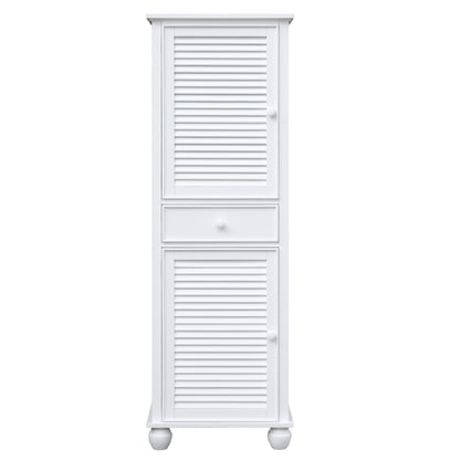 Sunset Trading White Shutter Wood Tall Cabinet