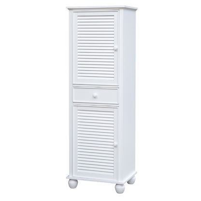 Sunset Trading White Shutter Wood Tall Cabinet