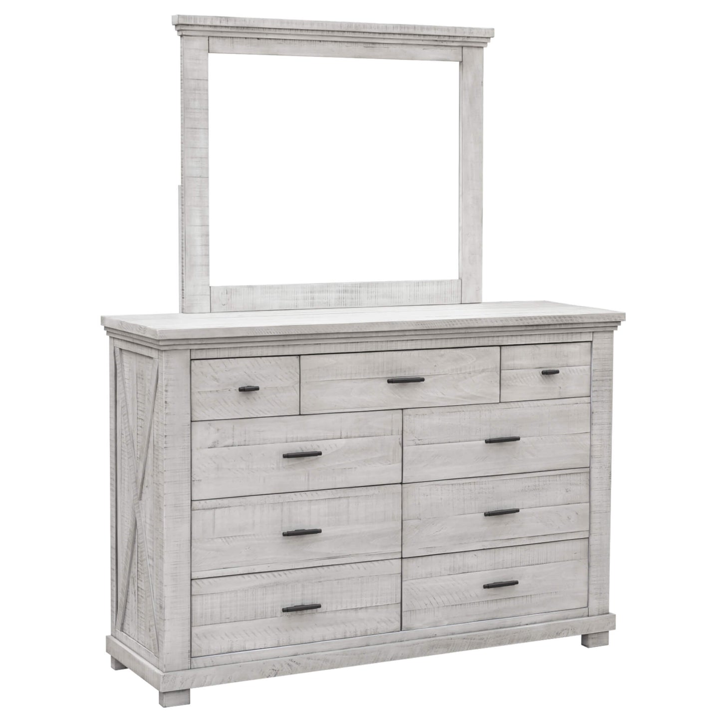 Sunset Trading Crossing Barn 9 Drawer Bedroom Dresser and Mirror