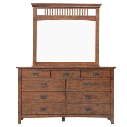 Sunset Trading Mission Bay 9 Drawer Double Bedroom Dresser with Beveled Mirror