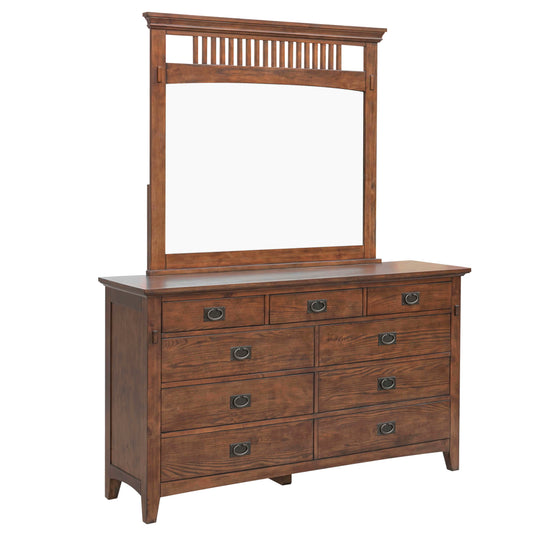 Sunset Trading Mission Bay 9 Drawer Double Bedroom Dresser with Beveled Mirror