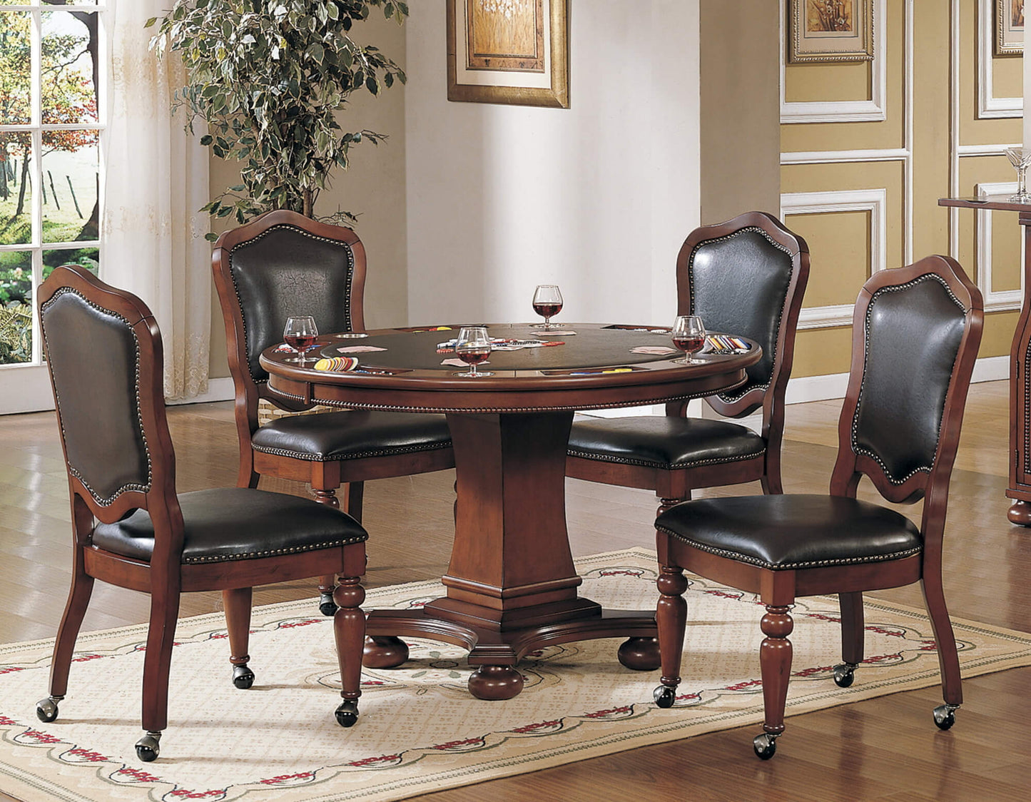 Sunset Trading 5 Piece Bellagio 48" Round Dining and Poker Table Set