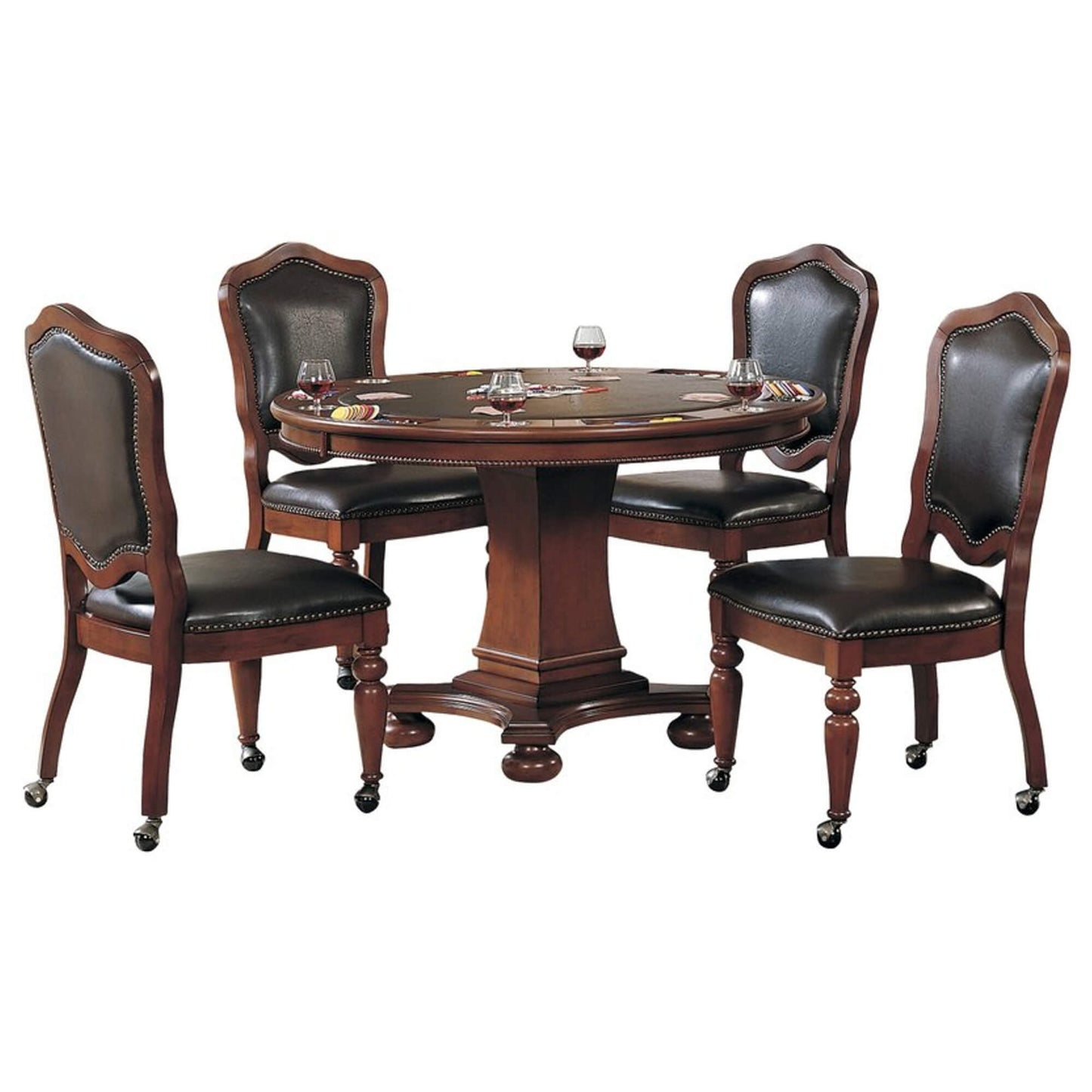 Sunset Trading 5 Piece Bellagio 48" Round Dining and Poker Table Set