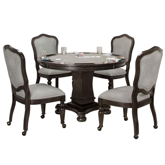 Sunset Trading 5 Piece 48" Round Vegas Dining and Poker Table Set