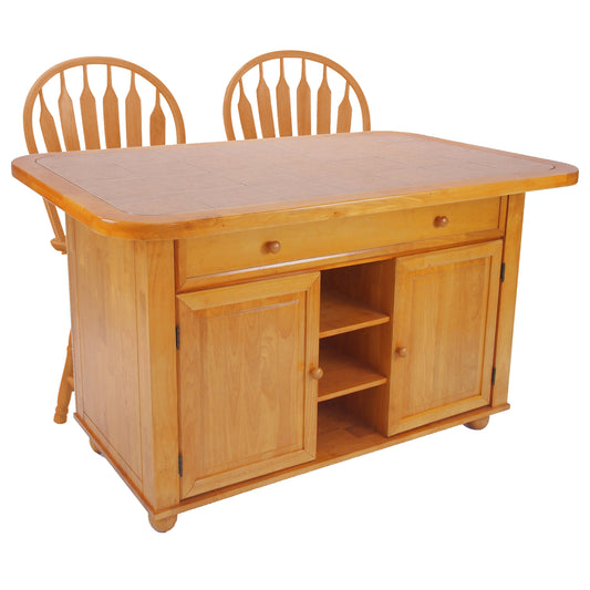 Sunset Trading 3 Piece Light Oak Kitchen Island Set