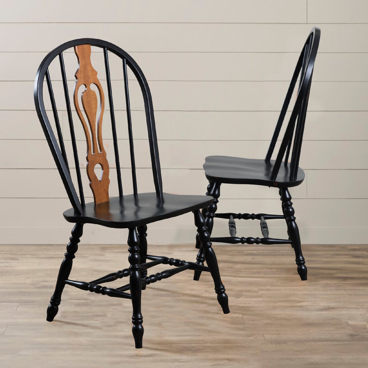 Sunset Trading Black Cherry Selections Keyhole Windsor Dining Side Chairs