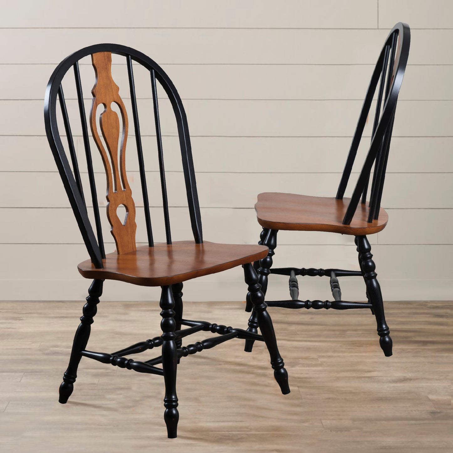 Sunset Trading Black Cherry Selections Keyhole Windsor Dining Side Chairs