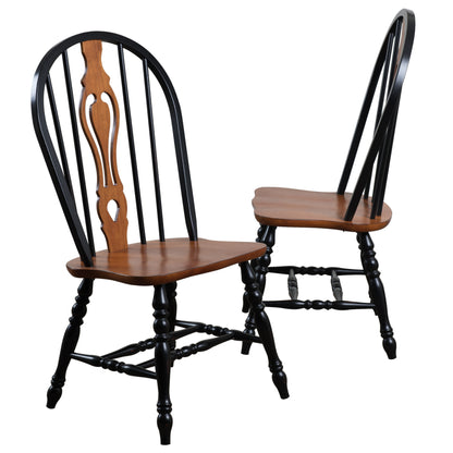 Sunset Trading Black Cherry Selections Keyhole Windsor Dining Side Chairs