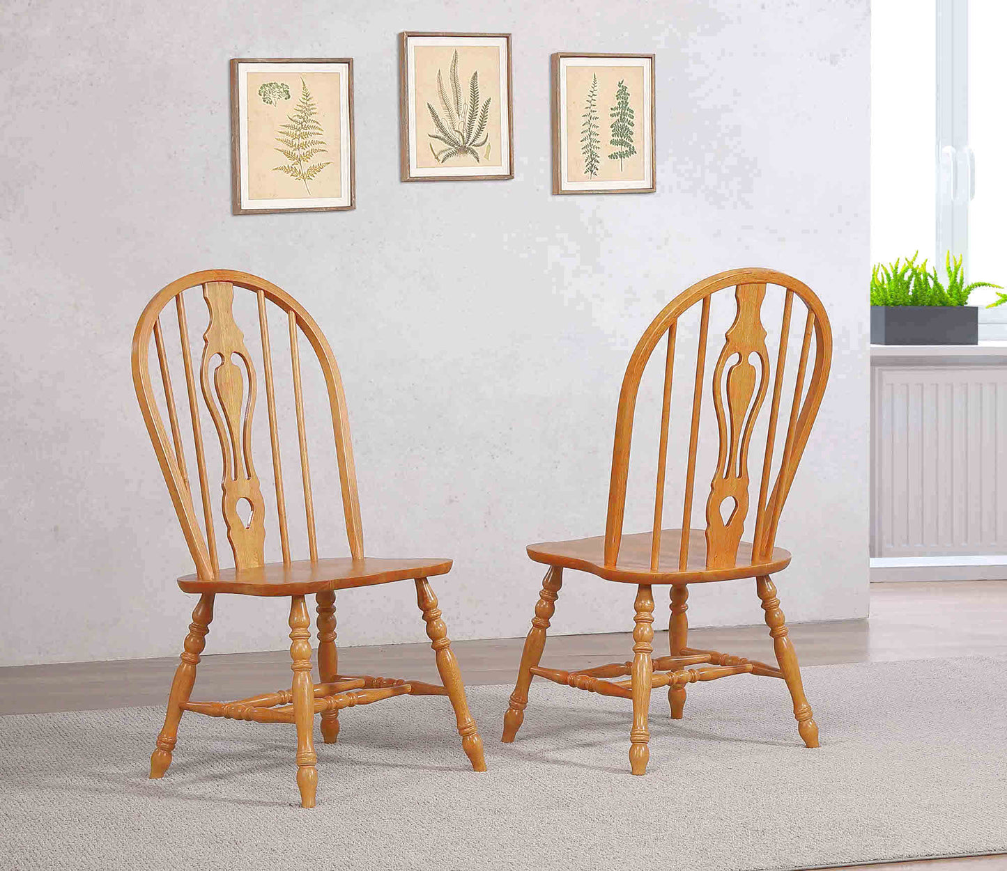 Sunset Trading Oak Selections Keyhole Windsor Dining Side Chairs