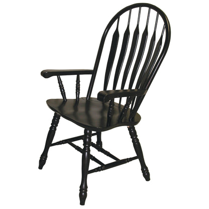 Sunset Trading Black Cherry Selections Comfort Back Windsor Dining Chair with Arms