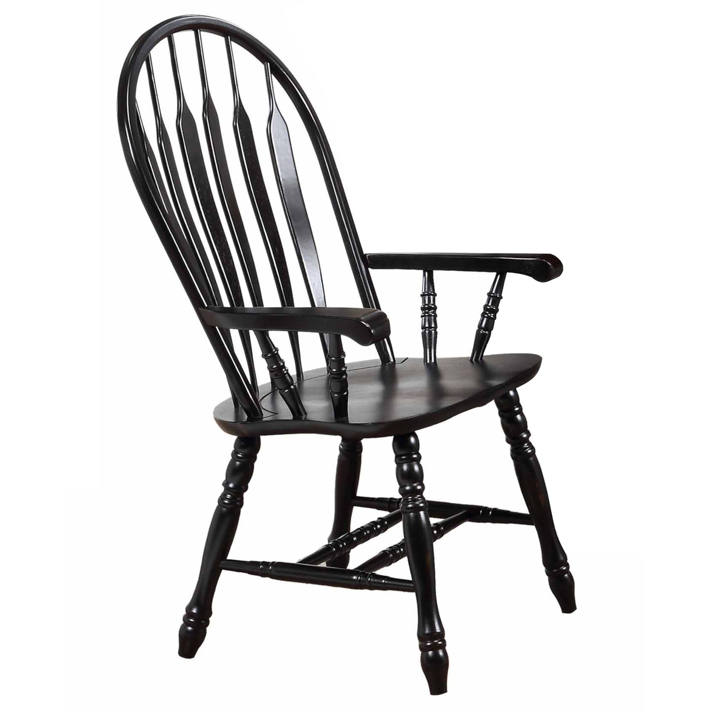 Sunset Trading Black Cherry Selections Comfort Back Windsor Dining Chair with Arms