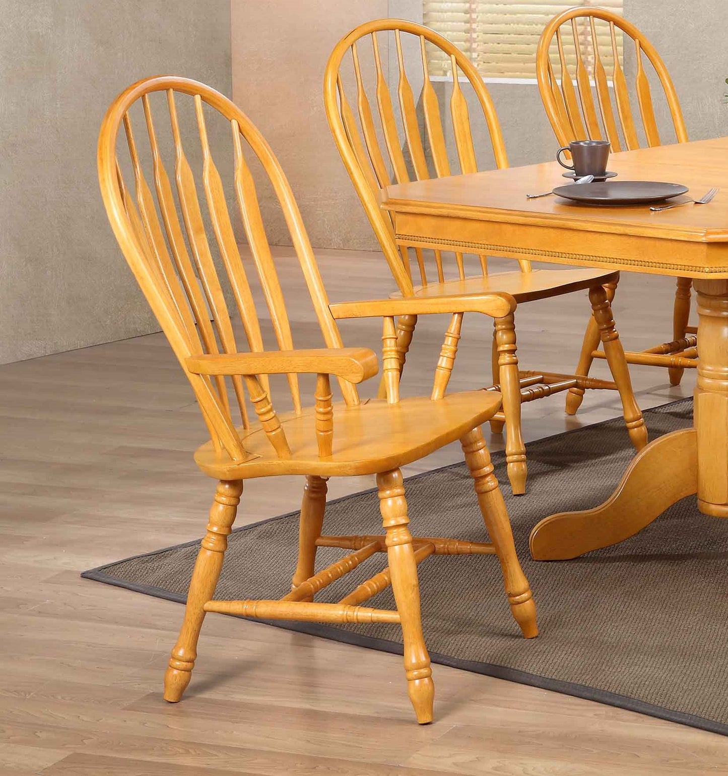 Sunset Trading Oak Selections Comfort Back Windsor Dining Chair with Arms