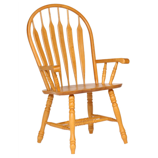 Sunset Trading Oak Selections Comfort Back Windsor Dining Chair with Arms