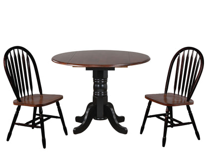 Sunset Trading 3PC 42" Round Extendable Solid Wood Dining Set