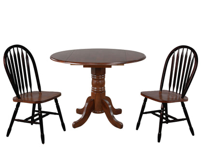 Sunset Trading 3PC 42" Round Extendable Solid Wood Dining Set