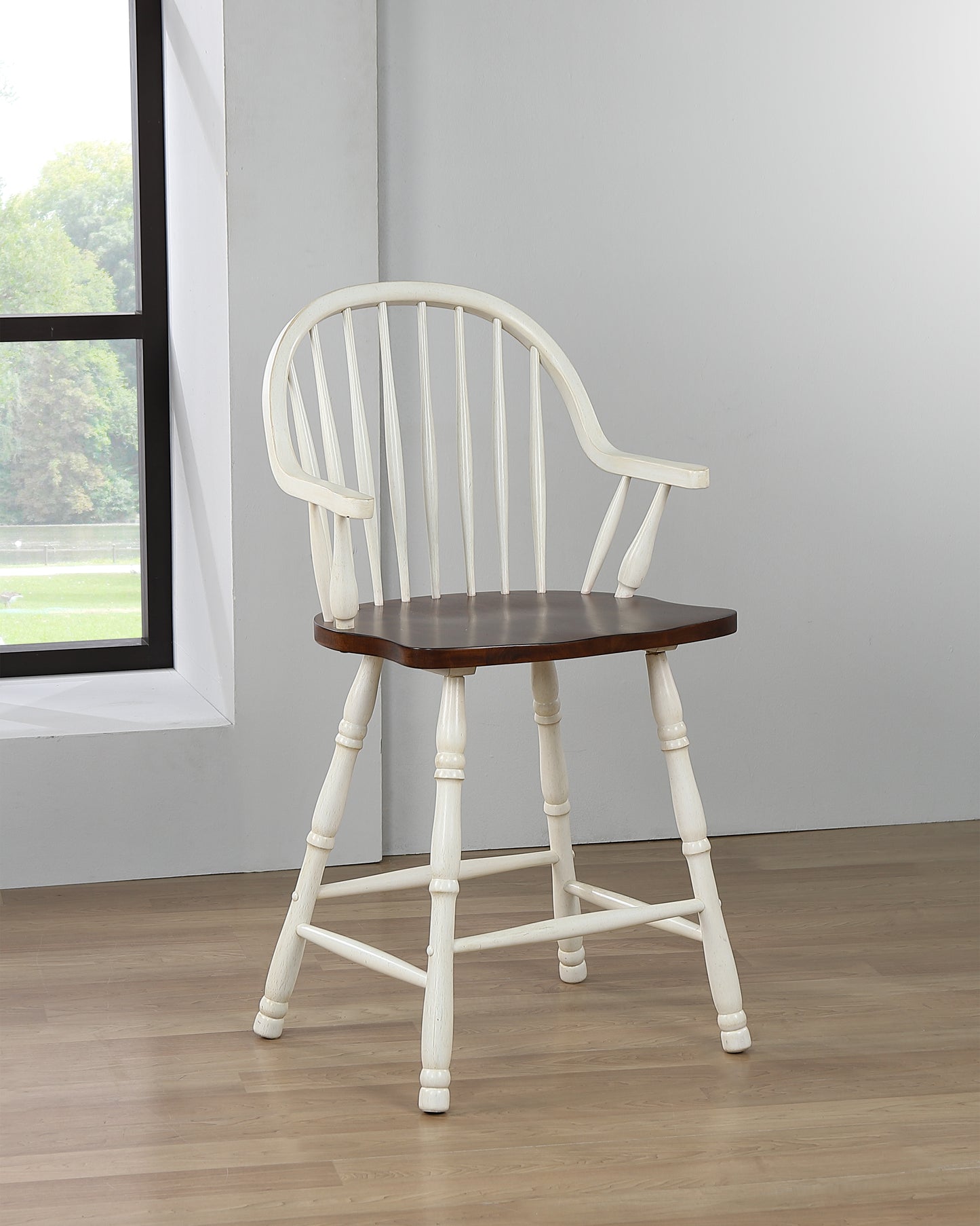 Sunset Trading Andrews 24" Windsor Barstool with Arms