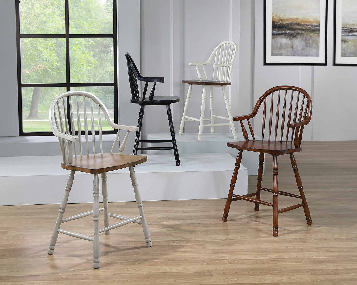 Sunset Trading Andrews 24" Windsor Barstool with Arms