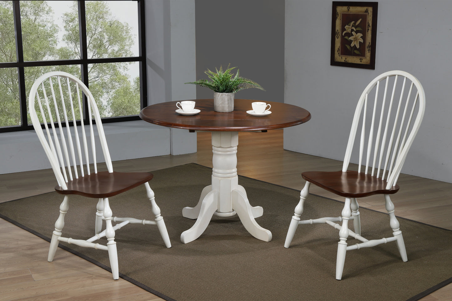 Sunset Trading Andrews 42" Round Extendable Drop Leaf Dining Table