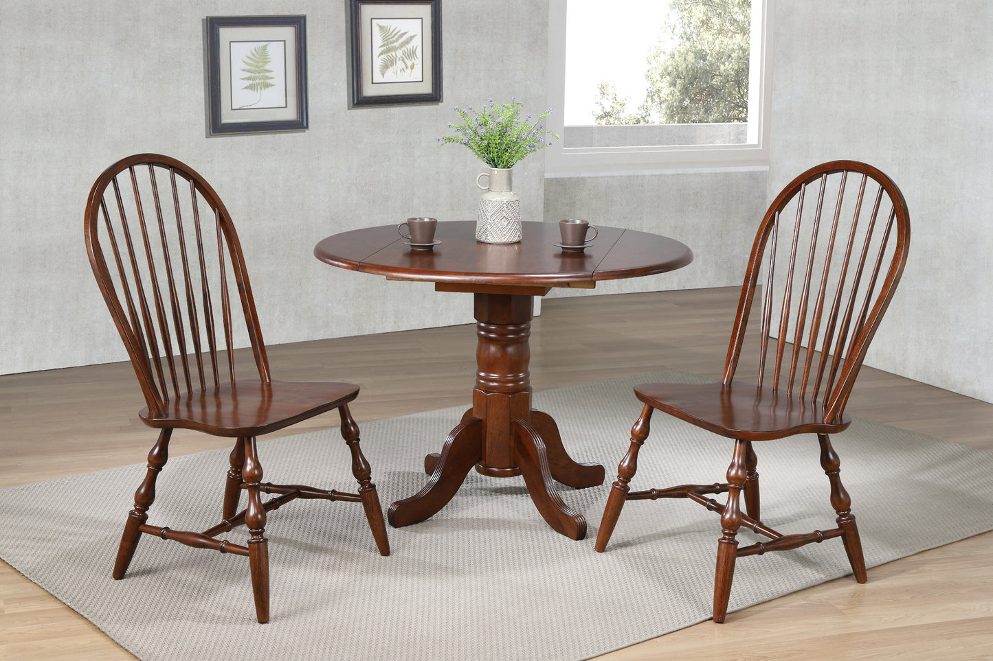 Sunset Trading Andrews 3 Piece 42" Round Extendable Drop Leaf Dining Table Set