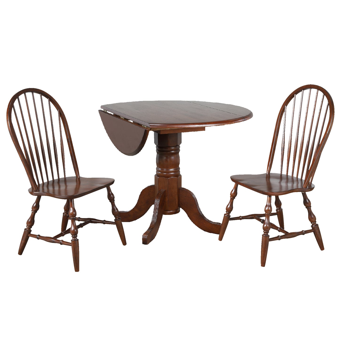 Sunset Trading Andrews 3 Piece 42" Round Extendable Drop Leaf Dining Table Set