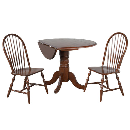 Sunset Trading Andrews 3 Piece 42" Round Extendable Drop Leaf Dining Table Set