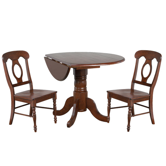 Sunset Trading Andrews 3 Piece 42" Round Extendable Drop Leaf Dining Table Set