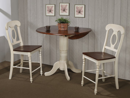 Sunset Trading Andrews 3 Piece 42" Round Extendable Drop Leaf Pub Table Set