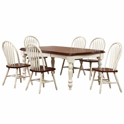 Sunset Trading Andrews 7 Piece 56-72" Rectangular Extendable Dining Set with Windsor Arrowback Chairs