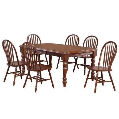 Sunset Trading Andrews 7 Piece 56-72" Rectangular Extendable Dining Set with Windsor Arrowback Chairs