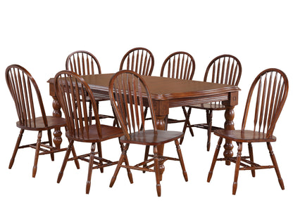 Sunset Trading Andrews 9 Piece 56-72" Rectangular Extendable Dining Set with Windsor Arrowback Chairs