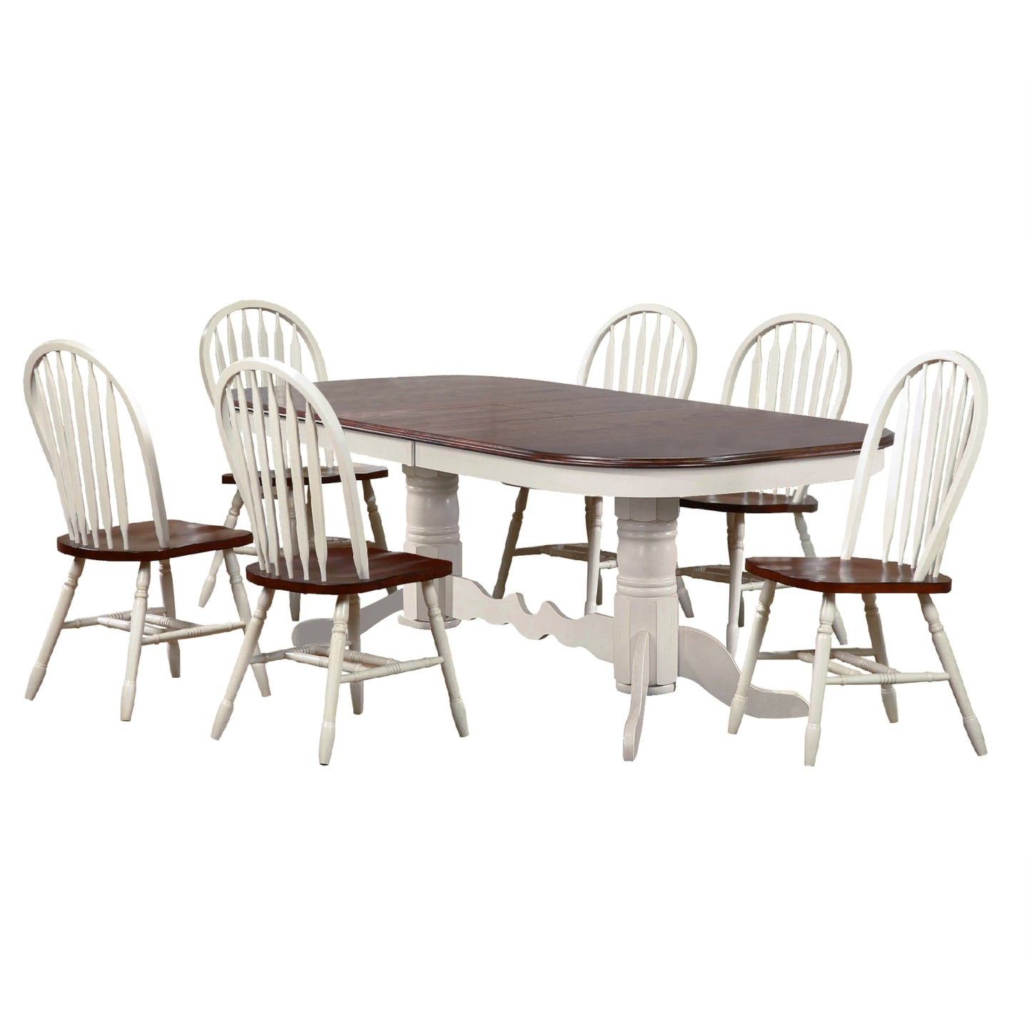 Sunset Trading Andrews 7 Piece 96" Oval Double Pedestal Extendable Dining Set 