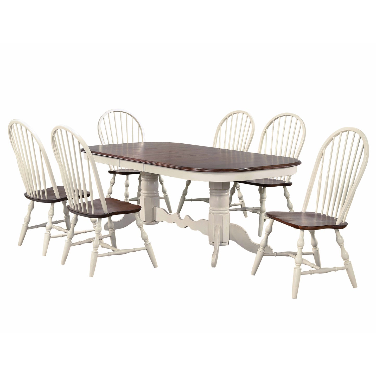 Sunset Trading Andrews 7 Piece 96" Oval Double Pedestal Extendable Dining Set 