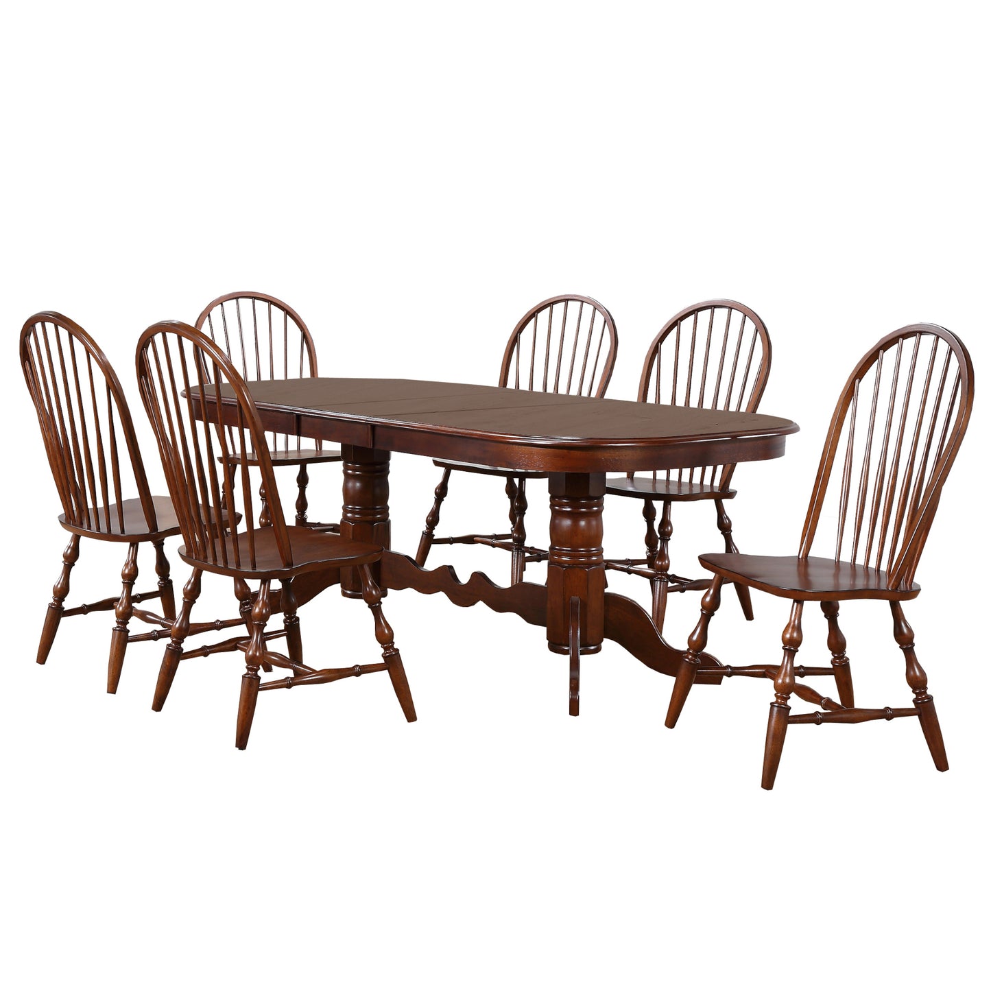 Sunset Trading Andrews 7 Piece 96" Oval Double Pedestal Extendable Dining Set 