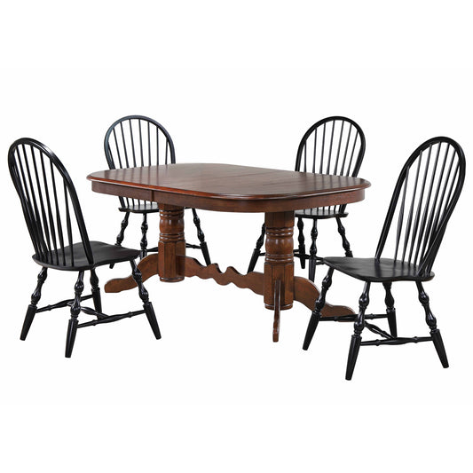 Sunset Trading Andrews 5 Piece 96" Oval Double Pedestal Butterfly Extendable Dining Set