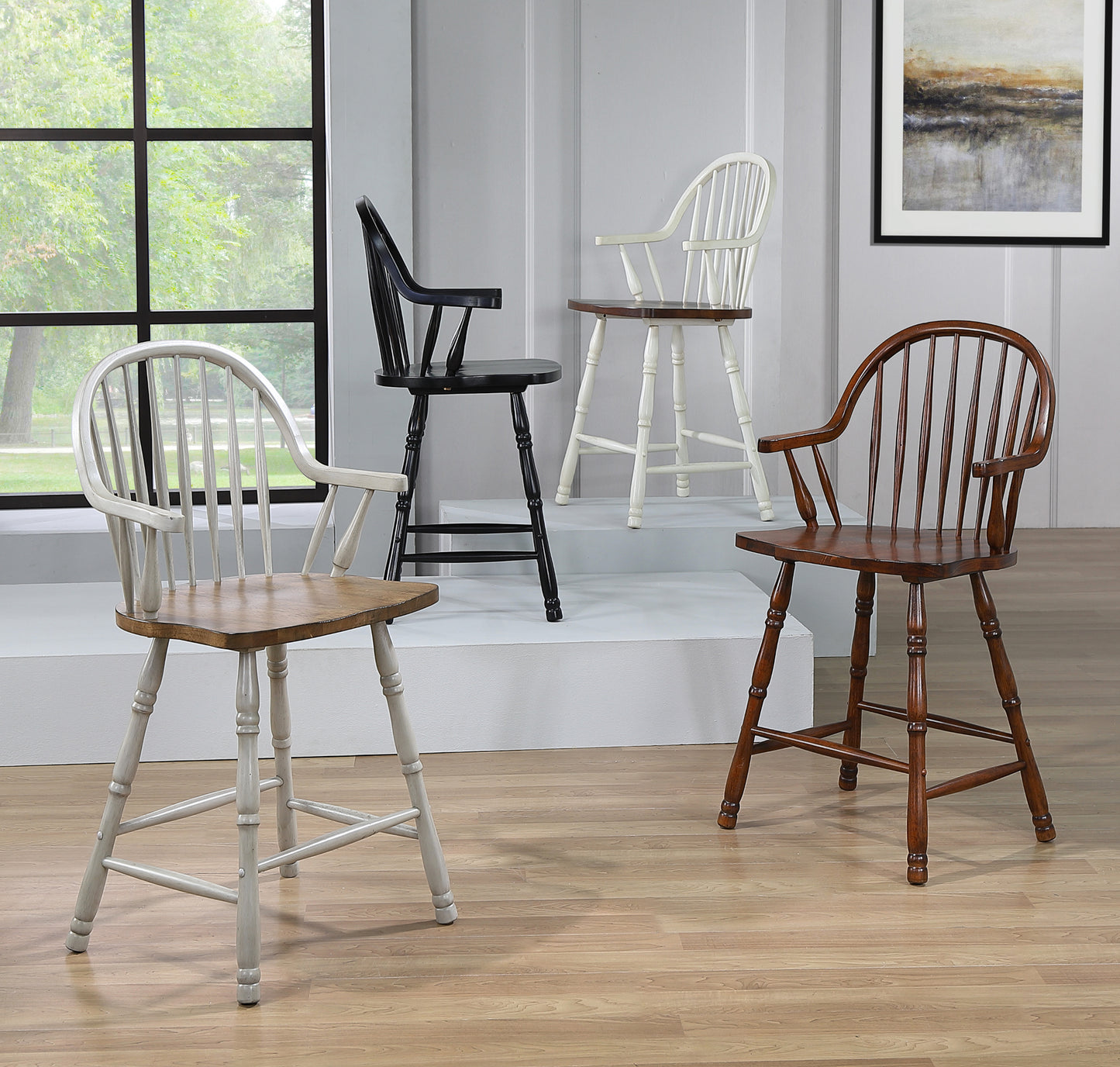 Sunset Trading Black Cherry Selections 24" Windsor Barstool with Arms