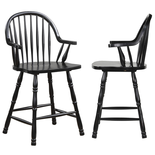 Sunset Trading Black Cherry Selections 24" Windsor Barstool with Arms