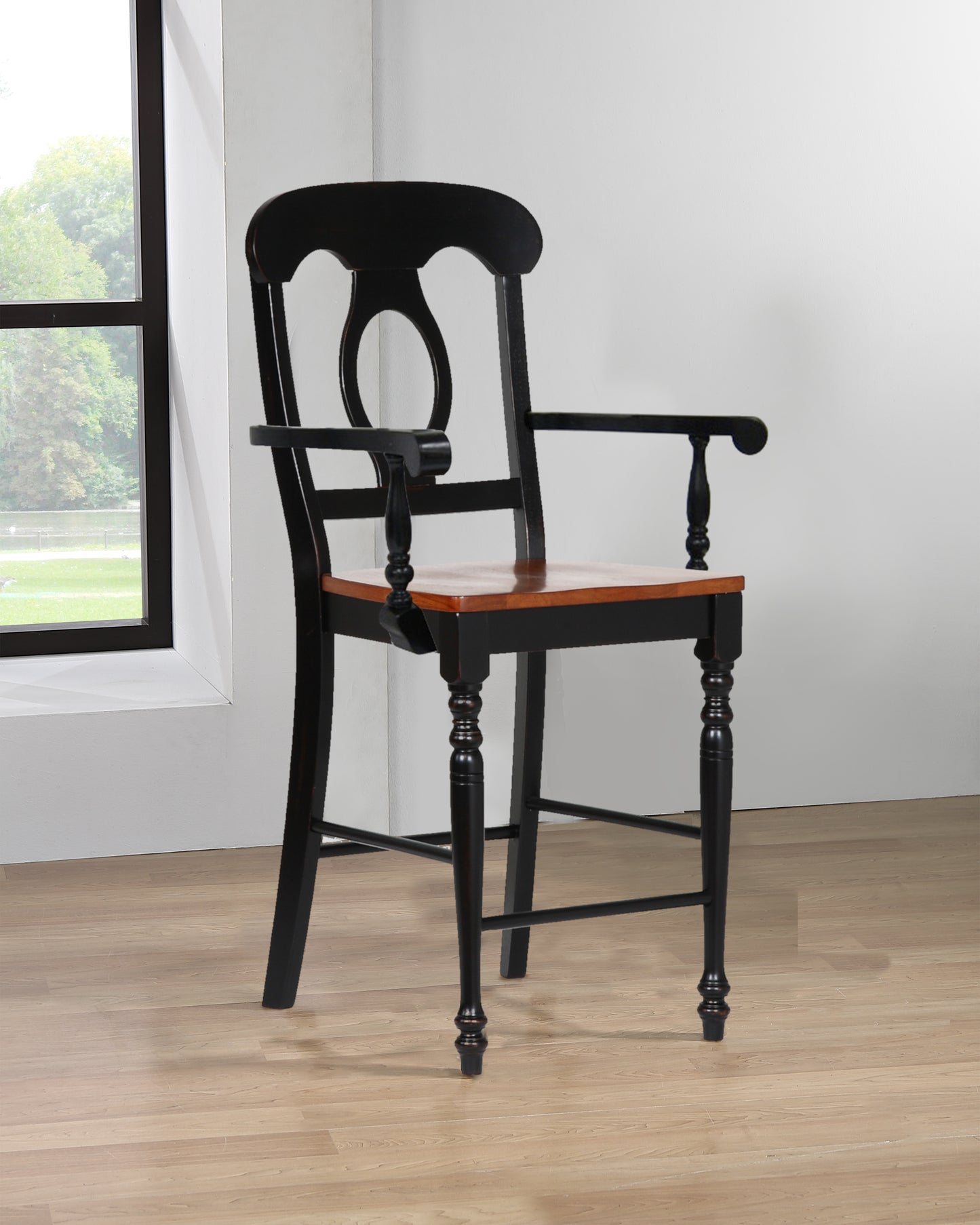 Sunset Trading Black Cherry Selections Napoleon Barstool with Arms