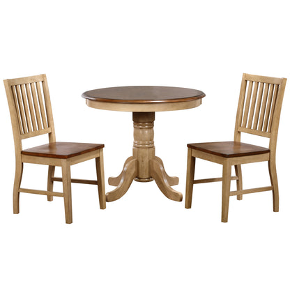 Sunset Trading Brook 3 Piece 36" Round Dining Set with Slat Back Chairs